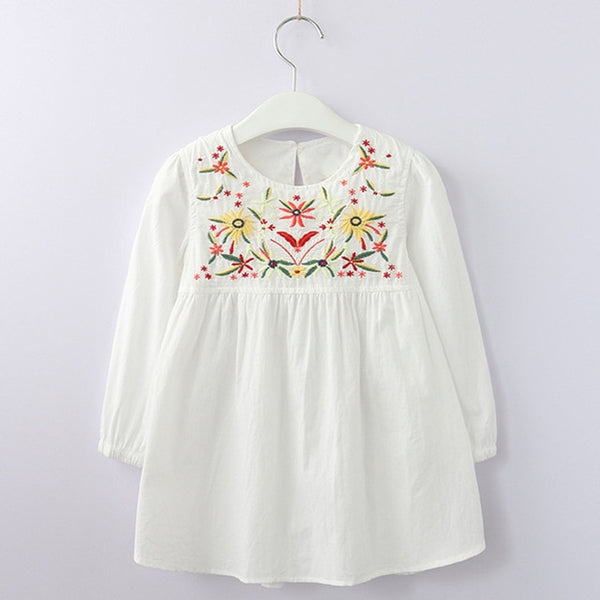 Bear Leader Girls Dress 2018 New Antumn Flower Embroidered Kids Dress Long Sleeve Dress For 3-11 Years
