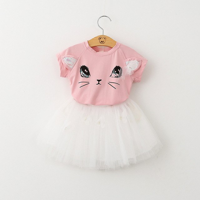 Bear Leader Girls Dress 2018 New Autumn Casual Style Cartoon Kitten Print Bow Design Dress for Girls Clothes Princess Dresses