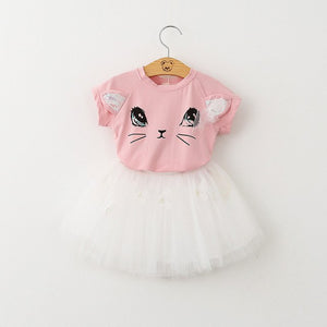 Bear Leader Girls Dress 2018 New Autumn Casual Style Cartoon Kitten Print Bow Design Dress for Girls Clothes Princess Dresses