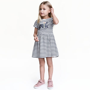 Bear Leader Girls Dress 2018 New Summer Style Children Clothing Black and White Striped Princess Dress for Girls Clothes 2-6Y