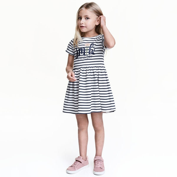 Bear Leader Girls Dress 2018 New Summer Style Brand Kids Dress Peter pan Collar Sleeveless Striped Pattern Pring for Baby Dress