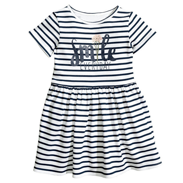 Bear Leader Girls Dresses New Summer 2018 Children Letter Striped O-Neck Style Fashion Girl Dress White Black Kids Clothes