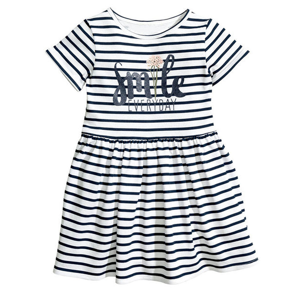 Bear Leader Girls Dresses New Summer 2018 Children Letter Striped O-Neck Style Fashion Girl Dress White Black Kids Clothes