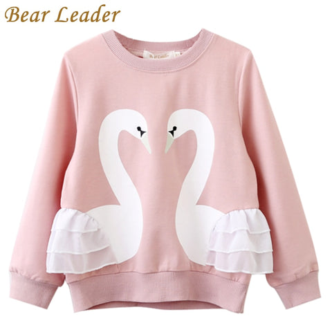 Bear Leader Girls T-Shirt 2018 Autumn Brand Baby Girls Full T-Shirt  Cute Cartoon Bird  Lace Shirts Children Clothing Blouse