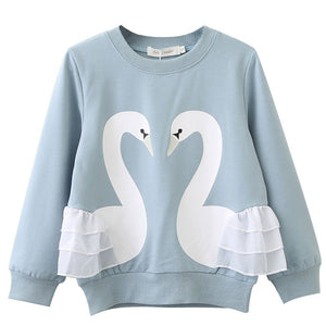 Bear Leader Girls T-Shirt 2018 Autumn Brand Baby Girls Full T-Shirt  Cute Cartoon Bird  Lace Shirts Children Clothing Blouse
