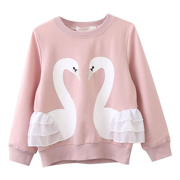 Bear Leader Girls T-Shirt 2018 Autumn Brand Baby Girls Full T-Shirt  Cute Cartoon Bird  Lace Shirts Children Clothing Blouse