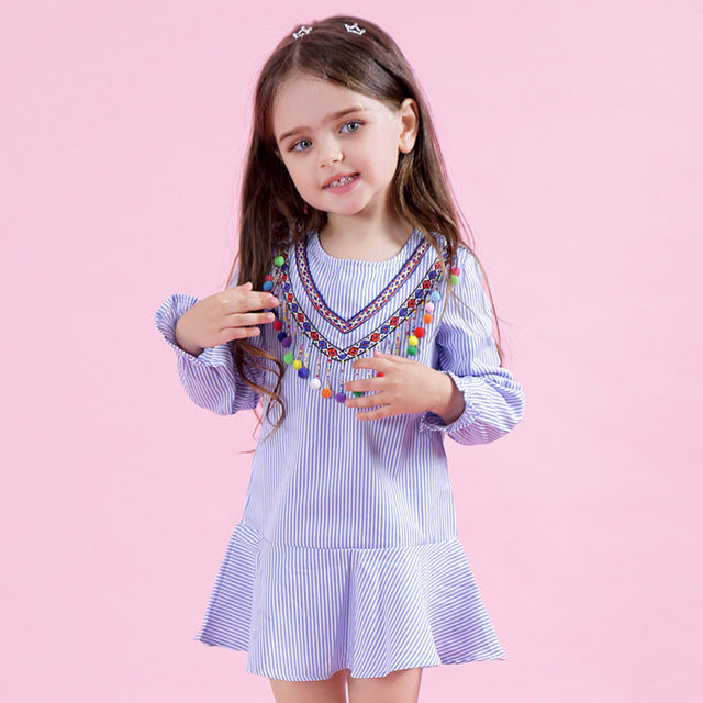 Bear Leader Girls Dress 2018 New Brand Autumn Girl Blouse Striped Robe Fille Ruffles Petal Sleeve Kids Clothing For 3-7 Years