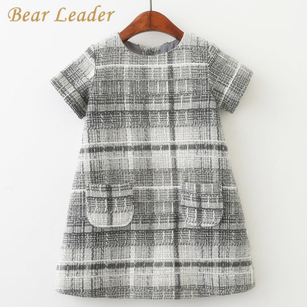 Bear Leader Girls Dress 2018 New Fashion Kids Plaid Dresses  Design for Baby Girls Dress Children Clothing