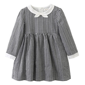 Bear Leader Girls Dress 2018 New Autumn Preppy Style Girls Dress White and Black Plaid Cute Neck Princess Dress For 3-7 Years