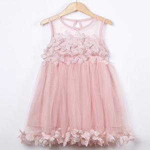 Bear Leder Girls Dress 2018 Brand Flowers Ball Gown for Girls Summer Sleeveless Appliques Solid Cute Dress for Princess Dress