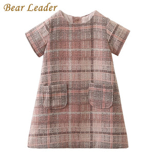 Bear Leader Girls Dress 2018 Brand Autumn Girls Clothes O-neck Plaid Pocket Design for Children Clothing 3-7Y Princess Dresses