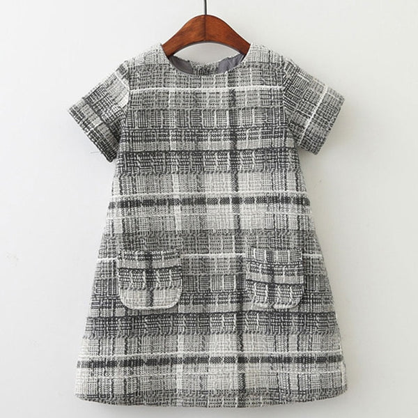 Bear Leader Girls Dress 2018 Brand Autumn Girls Clothes O-neck Plaid Pocket Design for Children Clothing 3-7Y Princess Dresses
