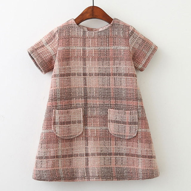 Bear Leader Girls Dress 2018 Brand Autumn Girls Clothes O-neck Plaid Pocket Design for Children Clothing 3-7Y Princess Dresses