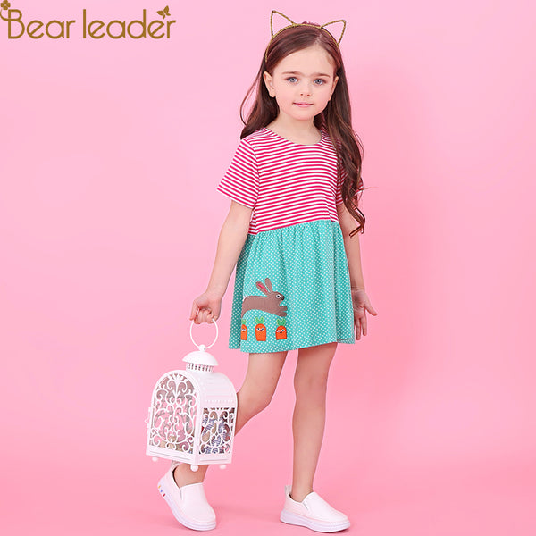 Bear Leader Girls Dress 2018 New Summer Style Baby Girls Dresses Sleeveless Lace Cartoon Cat Printing for Princess Dress 18M-6Ys