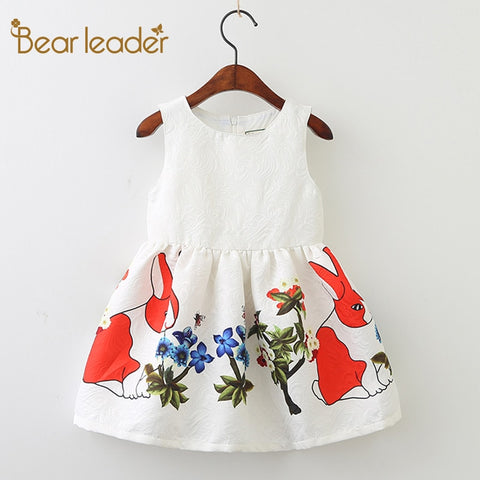 Bear Leader Girls Dresses 2018 Brand Princess Dress Animal Floral Printing Pattern Design Baby Girls Clothes For 3-7 Years