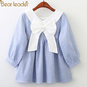 Bear Leader Girls Dress 2018 Autumn Style Princess Dress Children Clothing  Long Sleeves Striped Bow Design for Girls Clothes