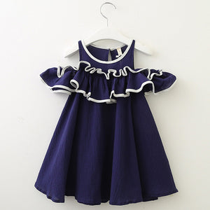 Bear Leader Girls Dress 2018 New Girls Solid Color Cotton And Linen Wave Hanging Sleeve Strap Princess Dress For 3-7 Years
