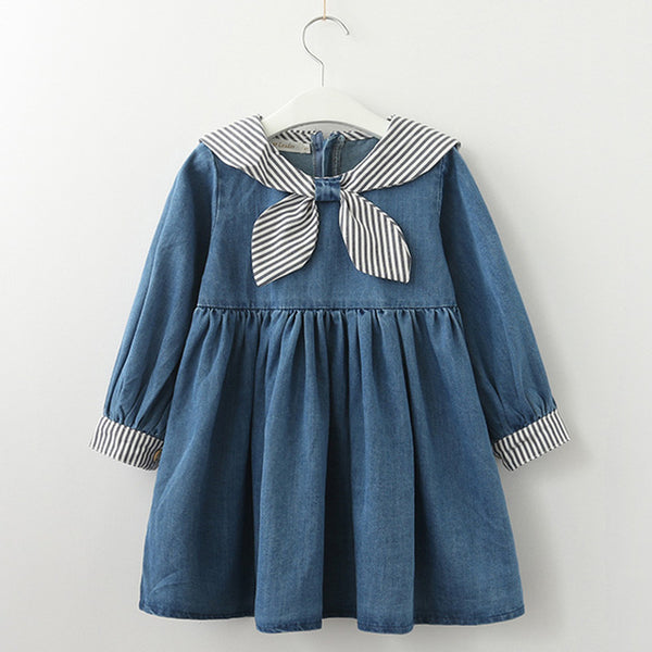 Bear Leader Girls Dresses 2018 New Fashion Princess Clohting Cowboy Stitching Net Yarn Ball Gown Girls Dresses Clothes For 3-7Y