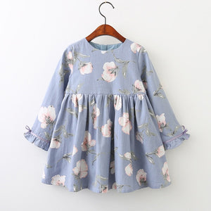 Bear Leader Girls Dress 2018 Brand Printing Princess Dress Autumn Style Long Sleeve Flowers Printing Design for Children Clothes