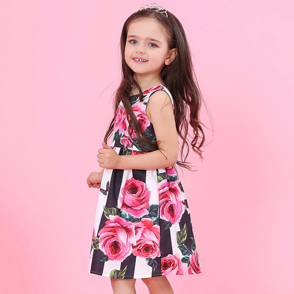 Bear Leader Girls Dress Spring Style 2018 Brand Princess Dresses European and American Style Flowers Printing Children Clothing