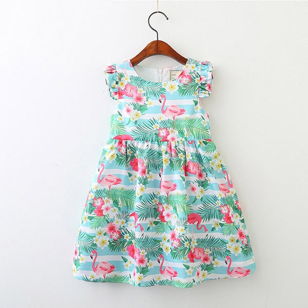 Bear Leader Girls Dress Spring Style 2018 Brand Princess Dresses European and American Style Flowers Printing Children Clothing