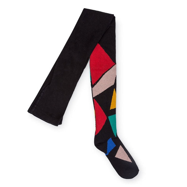 Bobo Choses Tights 2018 Autumn Baby Girls Geometric Striped Tights Cotton Knee Highs Children Patchwork Long Stockings for Kids