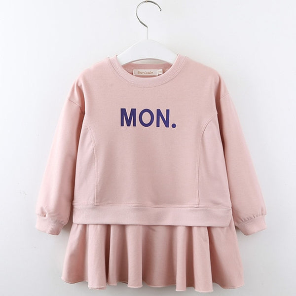 Bear Leader Girls Dress New Brand Baby Girls Blouse Rabbit Ears Hooded Ruched Long Sleeve Children Clothing Dress Girls Clothes