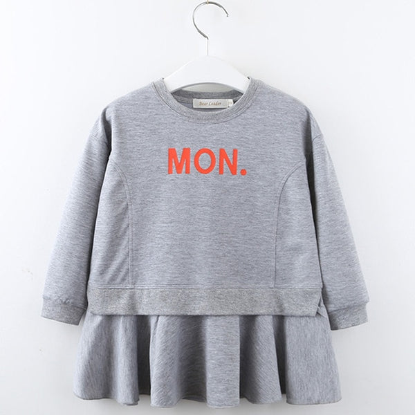 Bear Leader Girls Dress New Brand Baby Girls Blouse Rabbit Ears Hooded Ruched Long Sleeve Children Clothing Dress Girls Clothes