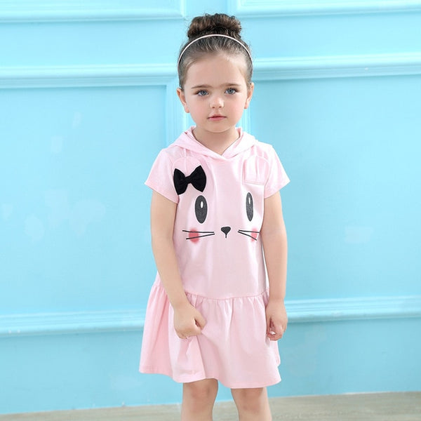 Bear Leader Girls Dress New Brand Baby Girls Blouse Rabbit Ears Hooded Ruched Long Sleeve Children Clothing Dress Girls Clothes