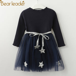 Bear Leader Girls Dress Pentagram Princess Dress Brand Girls Clothes Children Clothing European and American Style Girls Dresses