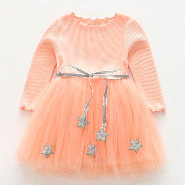 Bear Leader Girls Dress 2018 New Autumn Casual Style Cartoon Pink Long Sleeve Wool Bow Design For Princess Dress Girls Clothes