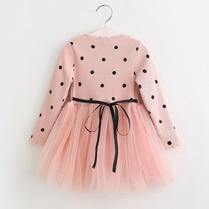 Bear Leader Girls Dress 2018 New Autumn Casual Style Cartoon Pink Long Sleeve Wool Bow Design For Princess Dress Girls Clothes