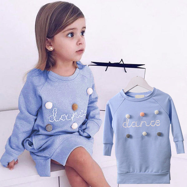 Bear Leader Autumn Winter Cartoon Letter Embroidery Sweatshirt Girl Fashion Long Hoodie Dress Pullover Moletom Feminina 2-6T