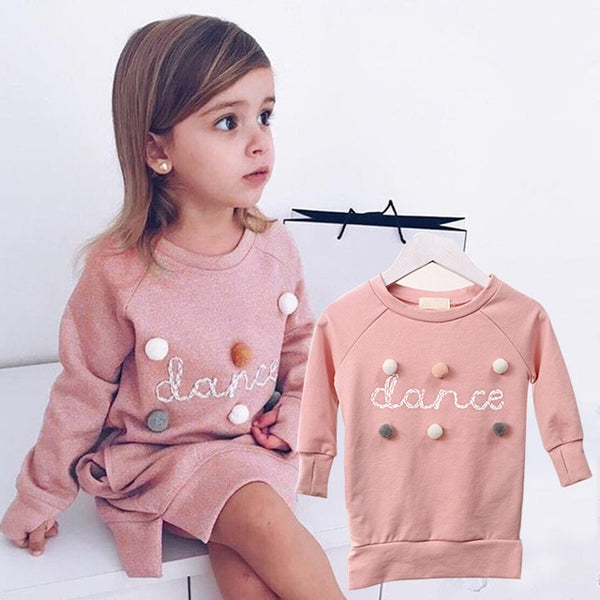 Bear Leader Autumn Winter Cartoon Letter Embroidery Sweatshirt Girl Fashion Long Hoodie Dress Pullover Moletom Feminina 2-6T