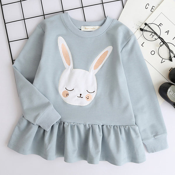 Bear Leader Autumn Winter Cartoon Letter Embroidery Sweatshirt Girl Fashion Long Hoodie Dress Pullover Moletom Feminina 2-6T
