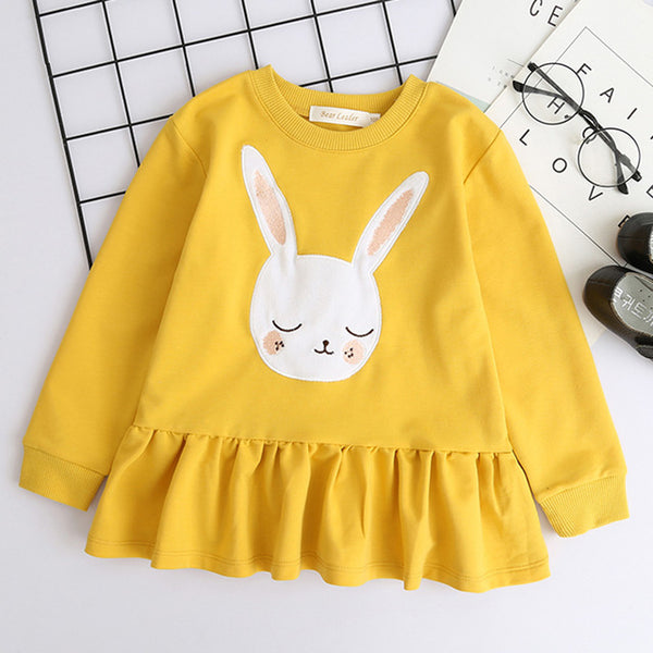 Bear Leader Autumn Winter Cartoon Letter Embroidery Sweatshirt Girl Fashion Long Hoodie Dress Pullover Moletom Feminina 2-6T