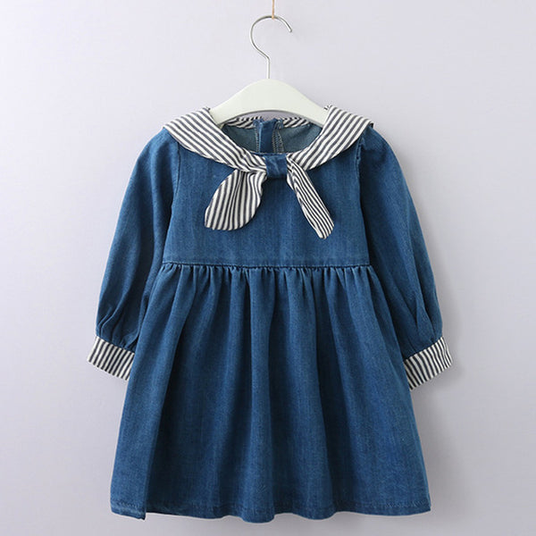 Bear Leader Girls Dresses 2018 New girls cute dress white belt denim dress sleeveless cotton summer dress lovely girls clothes