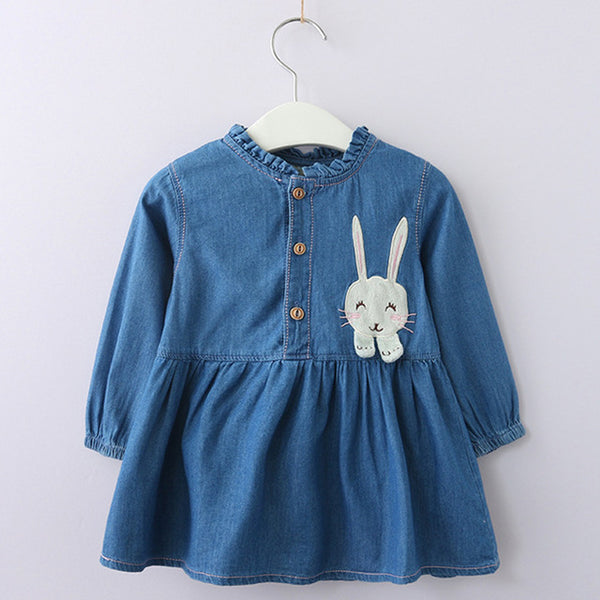 Bear Leader Girls Dresses 2018 New girls cute dress white belt denim dress sleeveless cotton summer dress lovely girls clothes