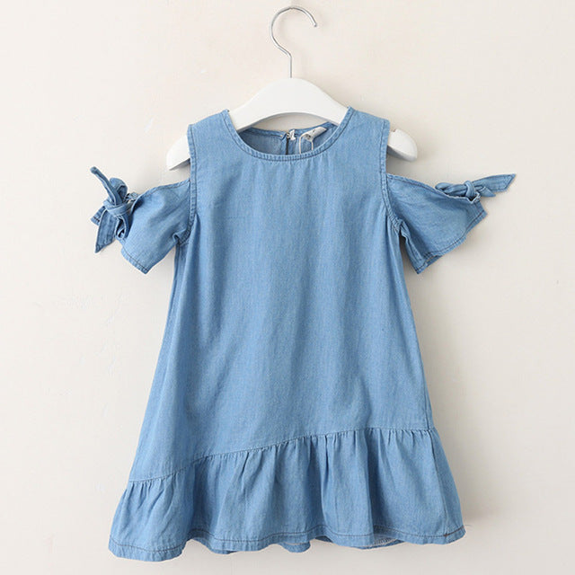 Bear Leader Girls Dresses 2018 New girls cute dress white belt denim dress sleeveless cotton summer dress lovely girls clothes