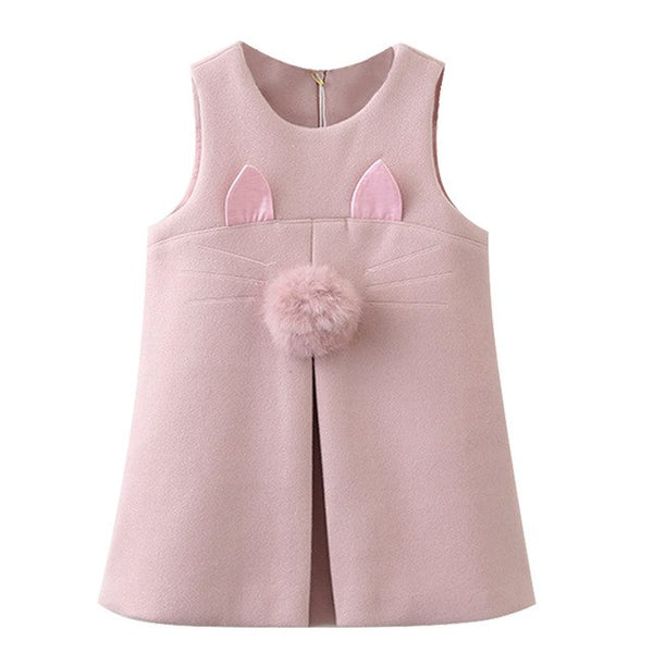 Bear Leader Girls Dress 2018 New Autumn Brand Girls Clothes Sleeveless Rabbit Ears With Fur Ball Accessories Children Clothing