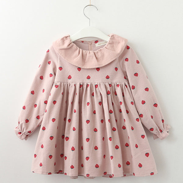 Bear Leader Girls Dress New Brand Spring Back Bow Dress for Girl Striped Robe Fille Ruffles Full Petal Sleeve Kids Clothing 3-7Y