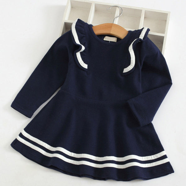 Bear Leader Autumn Long Sleeve Girls Dress New Casual Style Girls Clothes Cartoon Letter Pattern Printing Dress for Kids Clothes