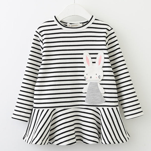 Bear Leader Autumn Long Sleeve Girls Dress New Casual Style Girls Clothes Cartoon Letter Pattern Printing Dress for Kids Clothes
