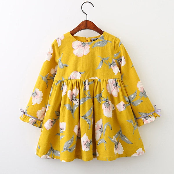 Bear Leader Autumn Long Sleeve Girls Dress New Casual Style Girls Clothes Cartoon Letter Pattern Printing Dress for Kids Clothes