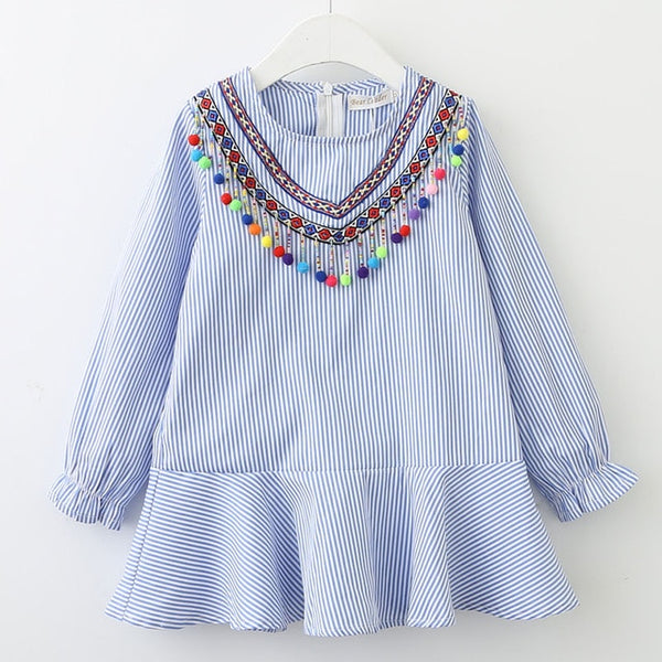 Bear Leader Autumn Long Sleeve Girls Dress New Casual Style Girls Clothes Cartoon Letter Pattern Printing Dress for Kids Clothes
