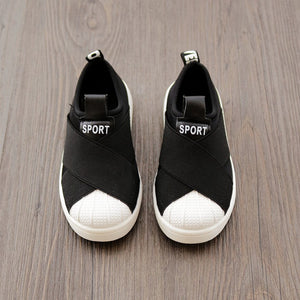 Kids Solid Color Canvas Casual Shoes Slip On Cool Patch Children Sneakers Cute Baby Girls Boys Shoes