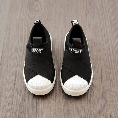 Kids Solid Color Canvas Casual Shoes Slip On Cool Patch Children Sneakers Cute Baby Girls Boys Shoes