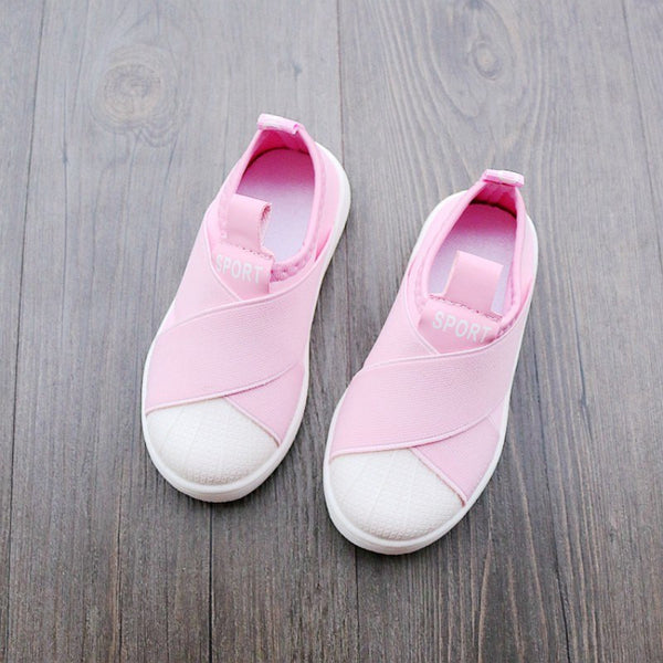 Kids Solid Color Canvas Casual Shoes Slip On Cool Patch Children Sneakers Cute Baby Girls Boys Shoes