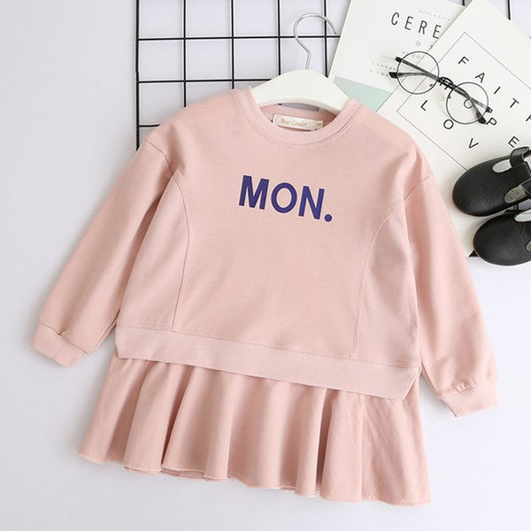 Bear Leader Girls Dress 2018 New Autumn Casual Style Children Clothes Long Sleeve White Rabbit Patch Design For Girls Clothes
