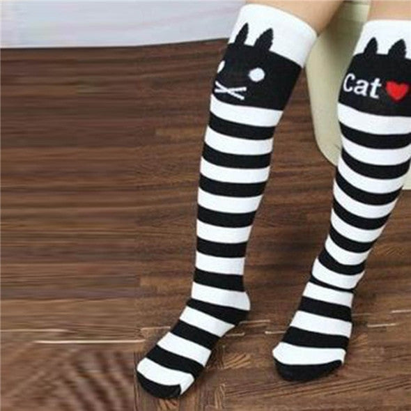 Toddlers Baby Kids Girls Knee High Socks School Cotton Tights Striped Stockings for Girls 1-8Y Collant Fille